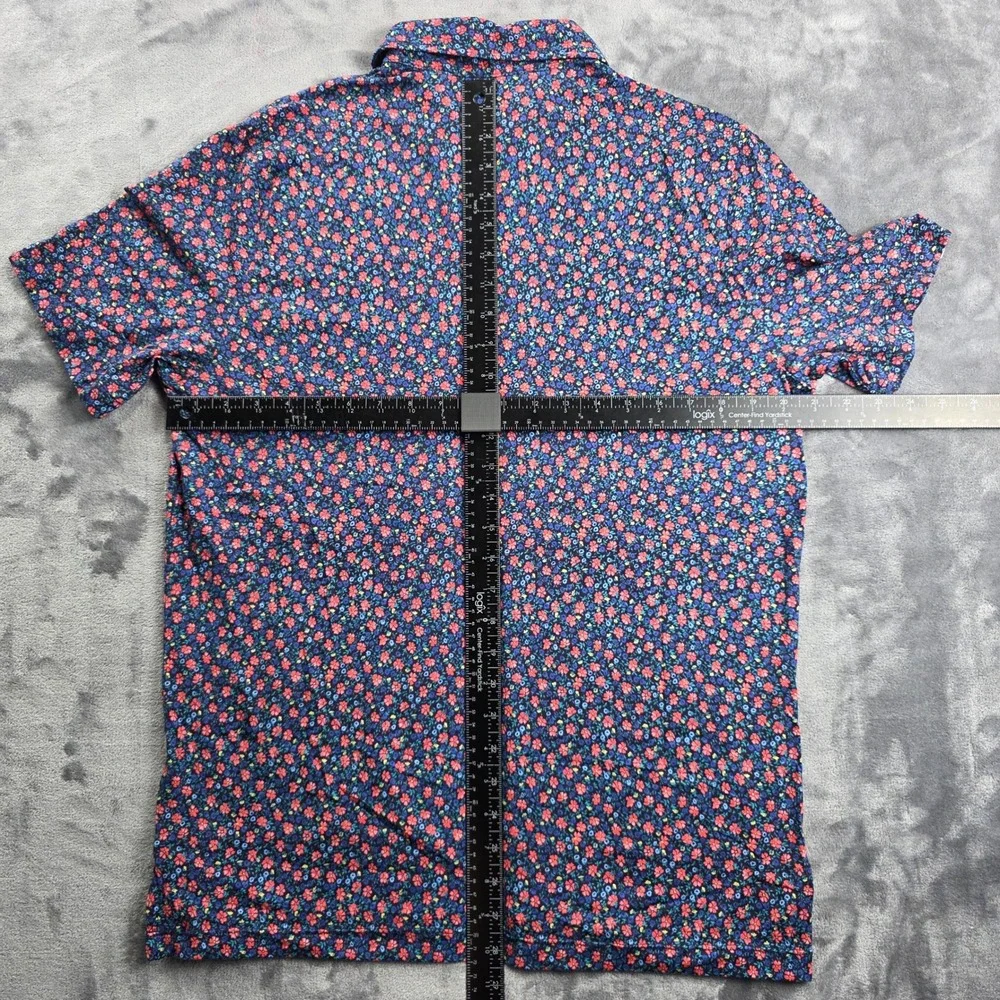 Polo Golf Ralph Lauren Polo Mens M Navy Blue Red Floral Print Short Sleeve Shirt